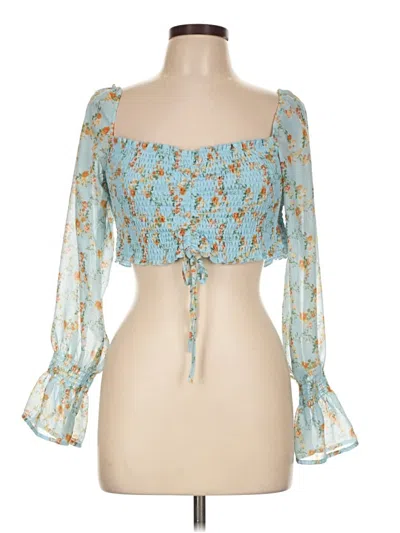 Pre-owned Almost Famous 3/4 Sleeve Blouse In Blue