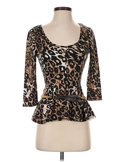 Pre-owned Almost Famous 3/4 Sleeve Top Brown Sweetheart Neckline Tops