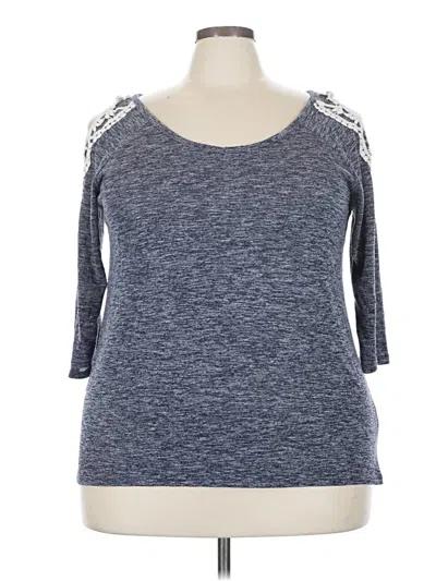 Pre-owned Almost Famous 3/4 Sleeve Top Gray Scoop Neck Tops