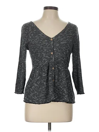 Pre-owned Almost Famous 3/4 Sleeve Top Gray Sweetheart Neckline Tops