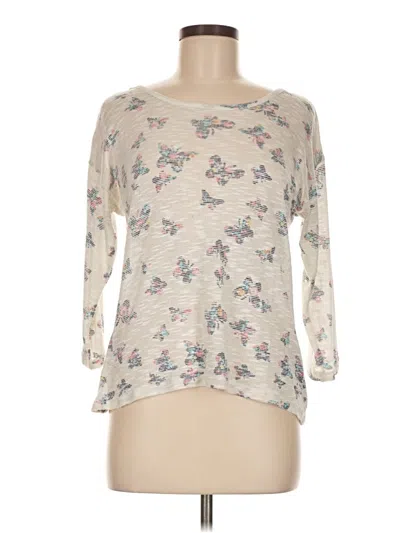 Pre-owned Almost Famous 3/4 Sleeve Top Ivory Boatneck Tops In White