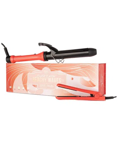 Almost Famous Beach Wave Babe 2pc Hair Straightener & Hair Curler Set In White