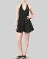 Almost Famous Crave Fame Juniors' Halter-neck Button-front Mini Dress