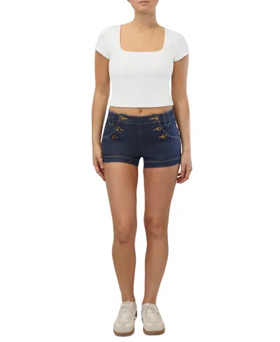 ALMOST FAMOUS JUNIORS' MID-RISE BUTTON-SIDE SAILOR SHORTS