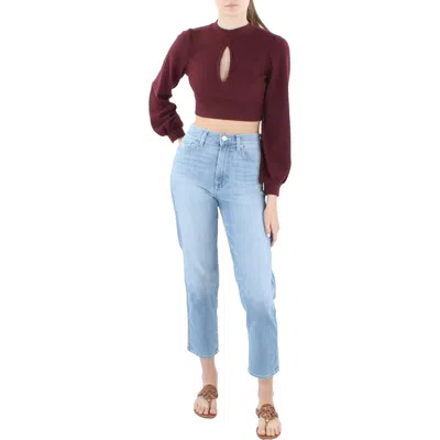 Almost Famous Juniors Womens Knit Ribbed Crop Sweater In Burgundy