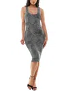 Almost Famous Little Black Dress Womens Metallic Sheath Cocktail And Party Dress In Silver