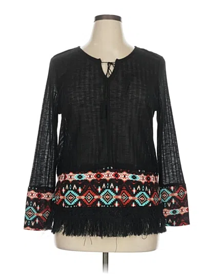 Pre-owned Almost Famous Long Sleeve Blouse In Black