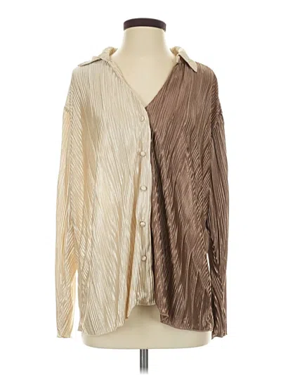 Pre-owned Almost Famous Long Sleeve Blouse In Brown