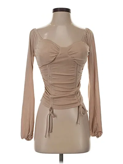 Pre-owned Almost Famous Long Sleeve Blouse In Tan