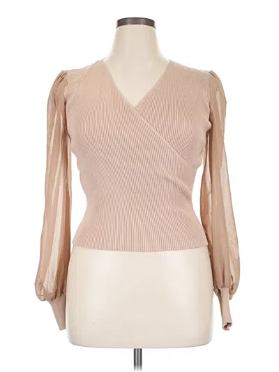 Pre-owned Almost Famous Long Sleeve Blouse In Tan