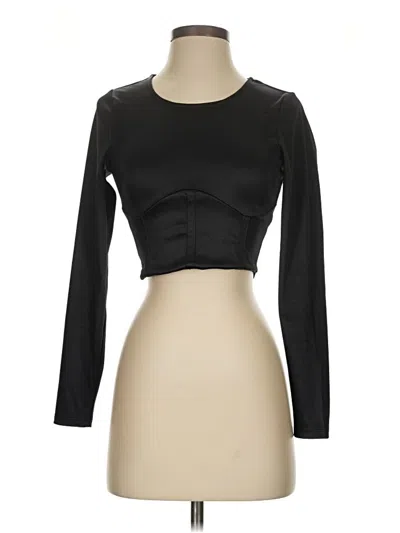 Pre-owned Almost Famous Long Sleeve Top Black Sweetheart Neckline Tops