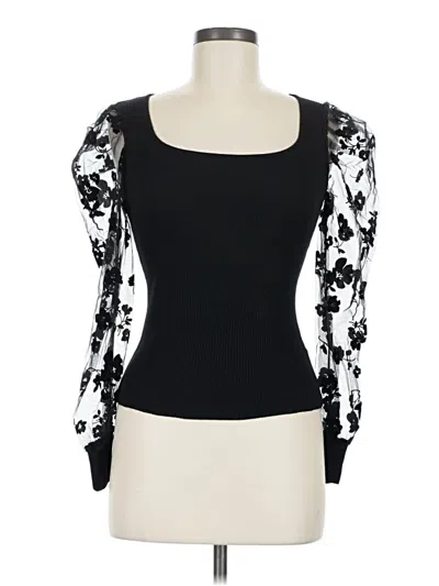 Pre-owned Almost Famous Long Sleeve Top Black Sweetheart Neckline Tops