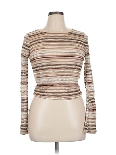 Pre-owned Almost Famous Long Sleeve Top Brown Boatneck Tops