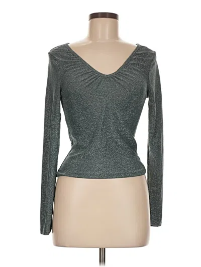 Pre-owned Almost Famous Long Sleeve Top Gray Sweetheart Neckline Tops