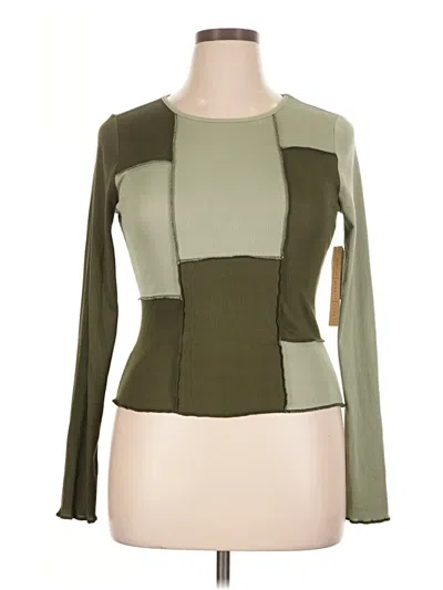 Almost Famous Long Sleeve Top Green Square Neckline Tops