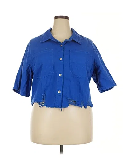 Pre-owned Almost Famous Short Sleeve Blouse In Blue