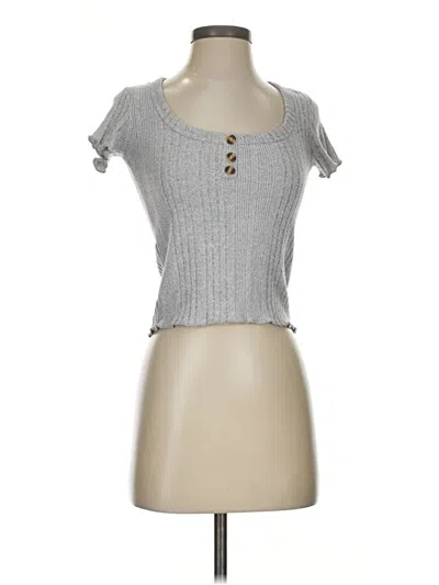 Pre-owned Almost Famous Short Sleeve Henley Shirt In Gray