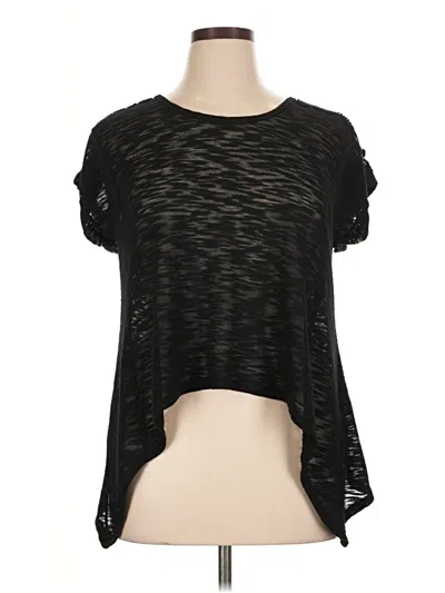 Pre-owned Almost Famous Short Sleeve Top Black Keyhole Neckline Tops