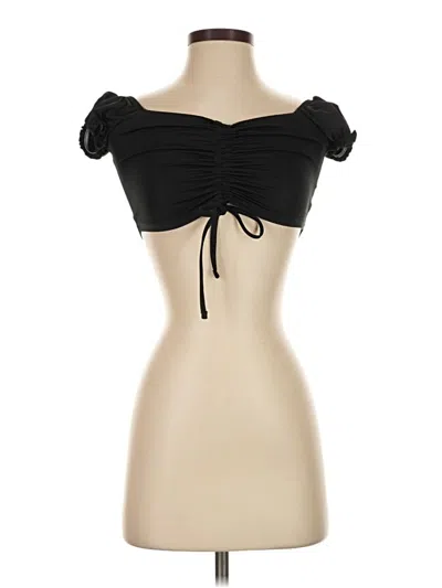Pre-owned Almost Famous Short Sleeve Top Black Strapless Neckline Tops