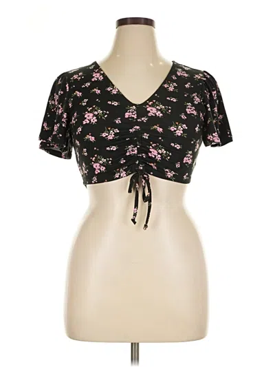 Pre-owned Almost Famous Short Sleeve Top Black Sweetheart Neckline Tops