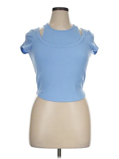 Pre-owned Almost Famous Short Sleeve Top Blue Cold Shoulder Neckline Tops