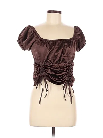 Pre-owned Almost Famous Short Sleeve Top Brown Sweetheart Neckline Tops