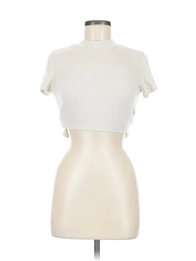 Pre-owned Almost Famous Short Sleeve Top Ivory Keyhole Neckline Tops In White