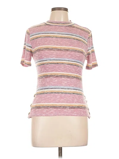 Pre-owned Almost Famous Short Sleeve Top Pink Mock Neckline Tops