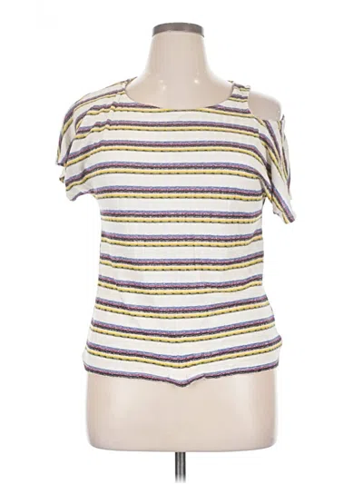 Pre-owned Almost Famous Short Sleeve Top Yellow Cold Shoulder Neckline Tops