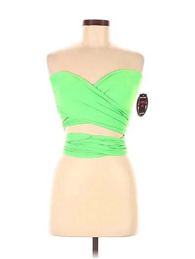 Almost Famous Sleeveless Top Green Strapless Neckline Tops