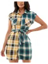 ALMOST FAMOUS WOMENS COLLARED SHORT SHIRTDRESS
