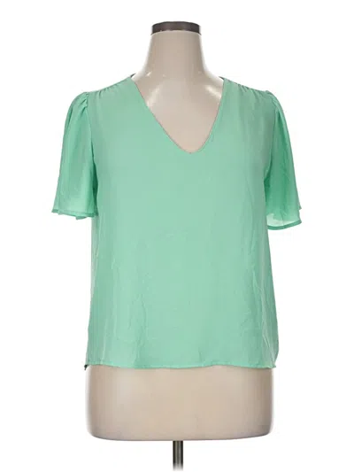Pre-owned Almost Pink Short Sleeve Blouse In Green
