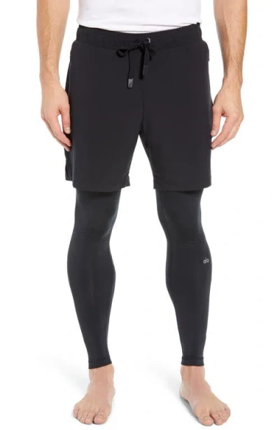 Alo Yoga Alo Stability 2-in-1 Athletic Tights In Black/black
