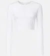 Alo Yoga Womens White Alosoft Cropped Stretch-jersey Top