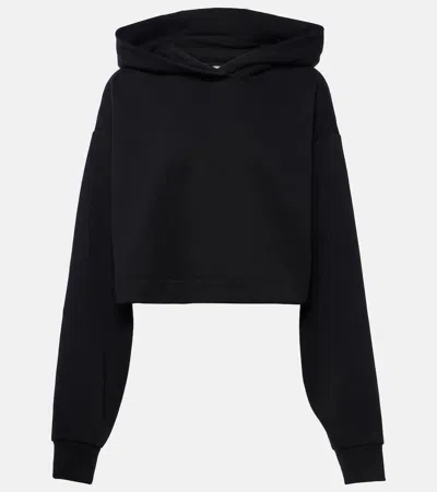 Alo Yoga Bae Cropped Cotton-blend Hoodie In Black
