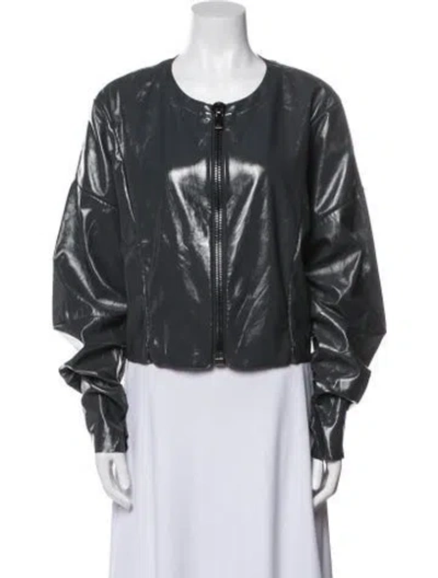 Pre-owned Alo Yoga Biker Jacket In Blue