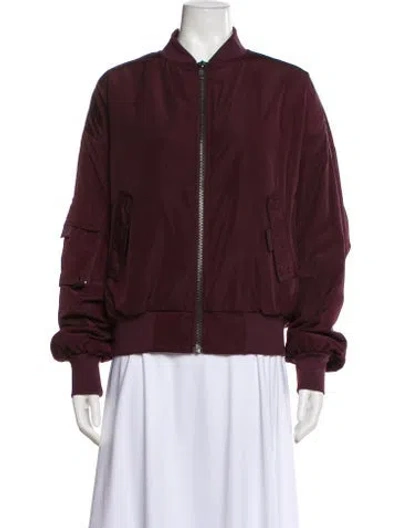 Pre-owned Alo Yoga Bomber Jacket In Burgundy