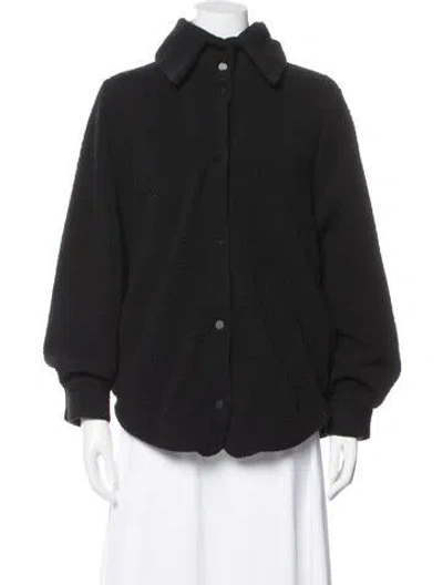 Pre-owned Alo Yoga Faux Fur Bomber Jacket In Black