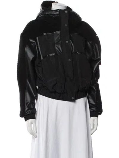 Pre-owned Alo Yoga Faux Fur Bomber Jacket In Black