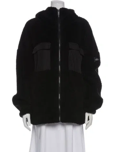 Pre-owned Alo Yoga Faux Fur Jacket In Black
