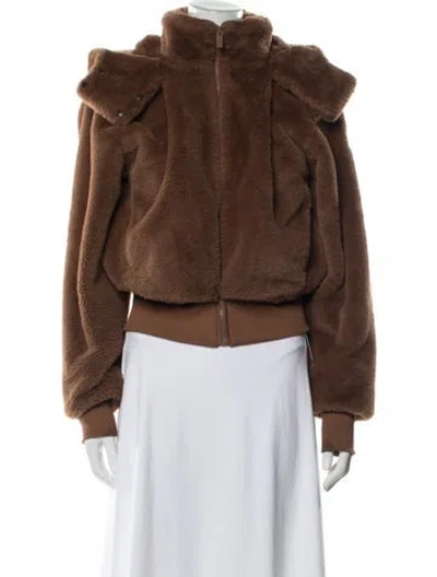 Pre-owned Alo Yoga Faux Fur Jacket In Brown