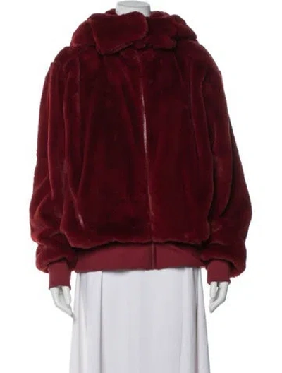 Pre-owned Alo Yoga Faux Fur Jacket In Burgundy