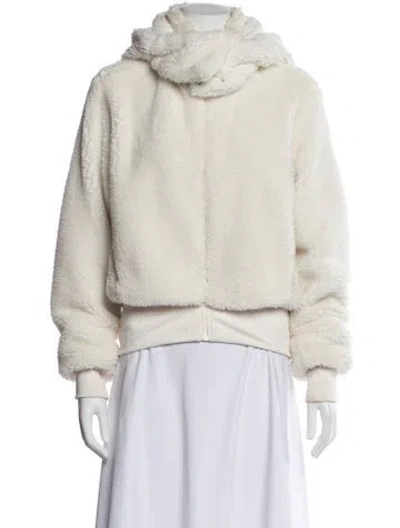 Pre-owned Alo Yoga Faux Fur Jacket In White