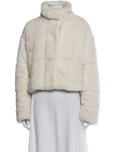 Pre-owned Alo Yoga Faux Fur Jacket In White
