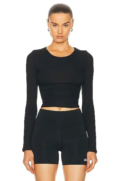 Alo Yoga Gather Long Sleeve Top In Black