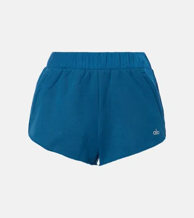 Alo Yoga In The Air Dolphin Cotton-blend Shorts In Blue