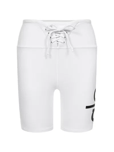Alo Yoga Lace-up Biker Shorts In White