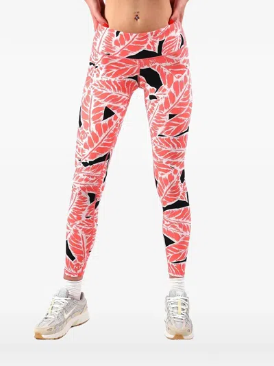 Alo Yoga Leaf-print Leggings In Pink