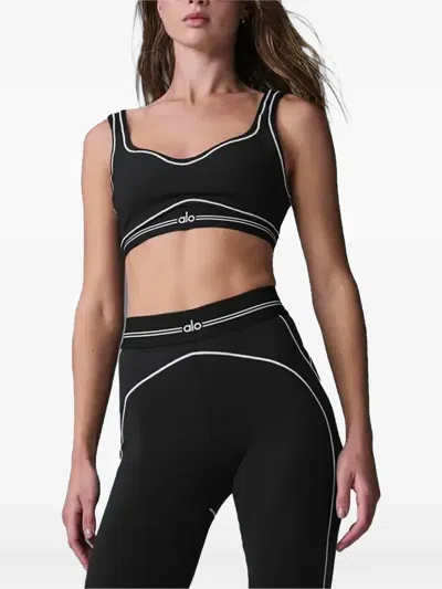 Alo Yoga Logo-detail Sports Bra In Black