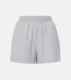 Alo Yoga Low Key Cotton-blend Shorts In Athletic Heather Grey
